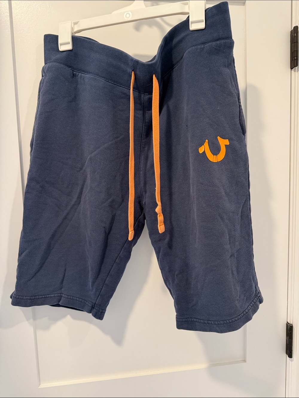 True Religion Navy Athletic Shorts with Orange Drawstring